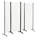 Séparateur de pièce pliant Costway 4 panneaux 1,7 m Écran d'intimité en tissu avec cadre en acier Blanc/Noir/Marron