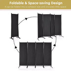 Séparateur de pièce pliant Costway 4 panneaux 1,7 m Écran d'intimité en tissu avec cadre en acier Blanc/Noir/Marron