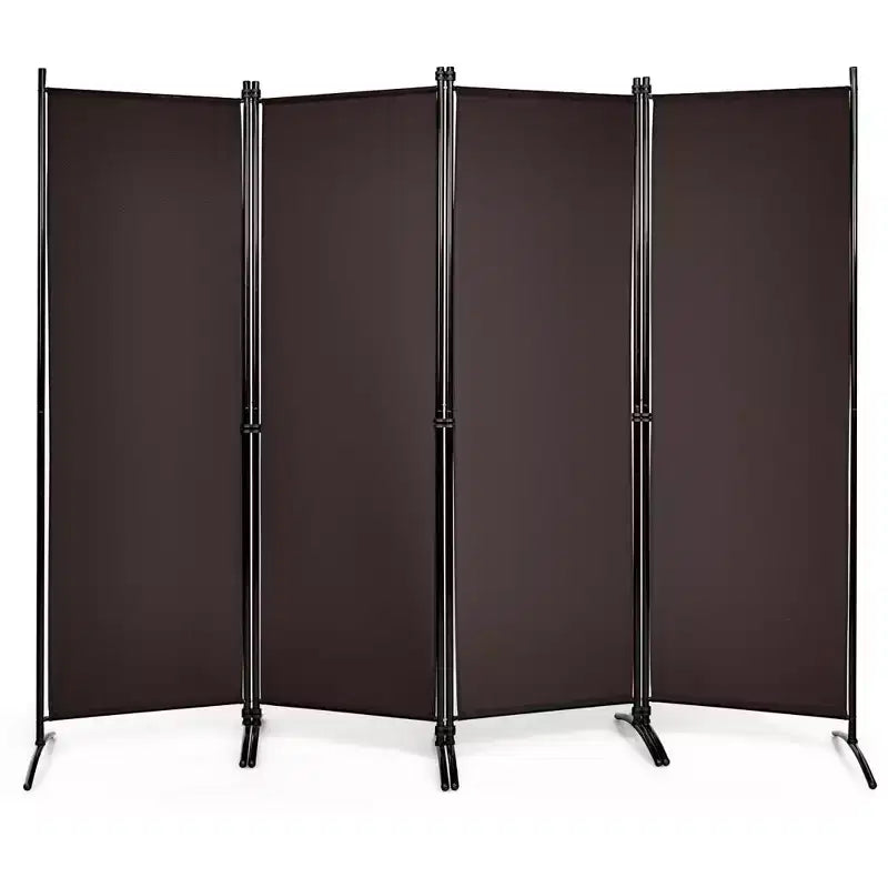 Séparateur de pièce pliant Costway 4 panneaux 1,7 m Écran d'intimité en tissu avec cadre en acier Blanc/Noir/Marron