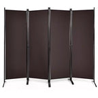 Séparateur de pièce pliant Costway 4 panneaux 1,7 m Écran d'intimité en tissu avec cadre en acier Blanc/Noir/Marron