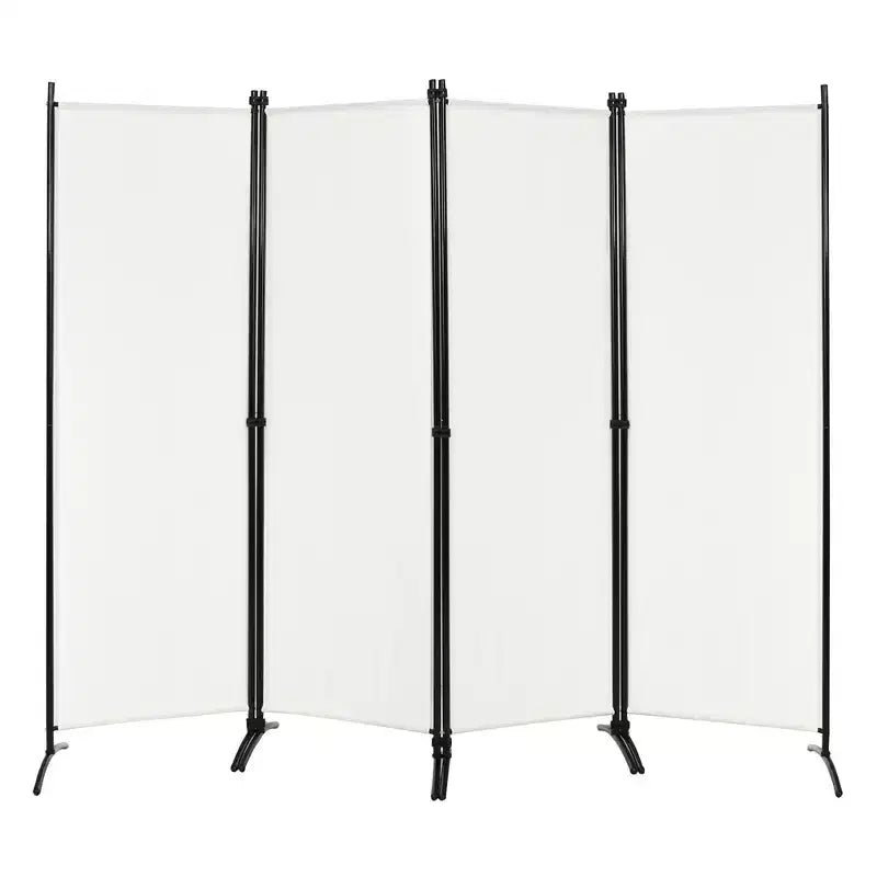 Séparateur de pièce pliant Costway 4 panneaux 1,7 m Écran d'intimité en tissu avec cadre en acier Blanc/Noir/Marron