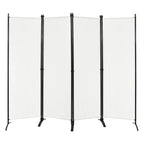 Séparateur de pièce pliant Costway 4 panneaux 1,7 m Écran d'intimité en tissu avec cadre en acier Blanc/Noir/Marron