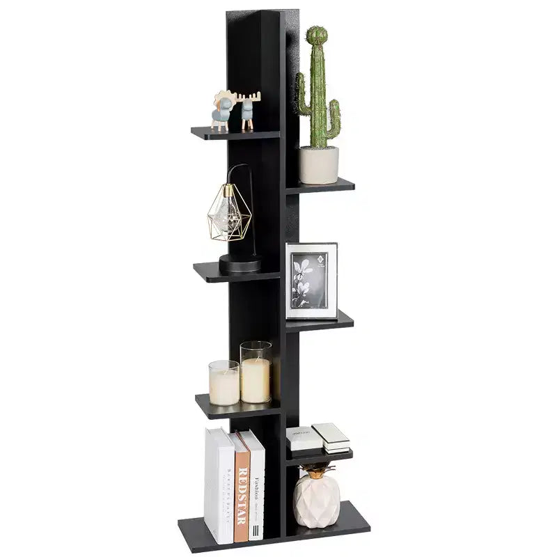 Costway Open Concept Bookcase Plant Display Shelf Rack Holder Wood Walnut\Brown