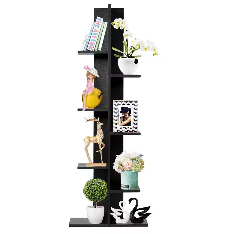 Costway Bibliothèque à concept ouvert Présentoir à plantes Étagère en bois Noyer/Marron