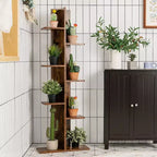 Costway Bibliothèque à concept ouvert Présentoir à plantes Étagère en bois Noyer/Marron