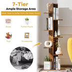 Costway Bibliothèque à concept ouvert Présentoir à plantes Étagère en bois Noyer/Marron