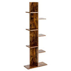 Costway Bibliothèque à concept ouvert Présentoir à plantes Étagère en bois Noyer/Marron