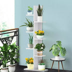 Costway Bibliothèque à concept ouvert Présentoir à plantes Étagère en bois Noyer/Marron