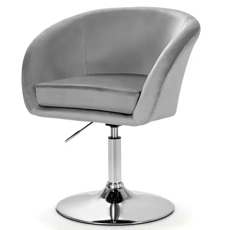 Costway Modern Velvet Chair Height Adjustable Bar Stool Swivel Makeup Seat