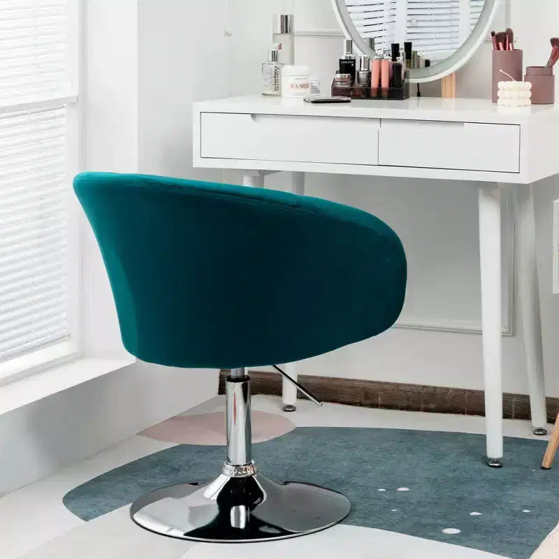 Costway Modern Velvet Chair Height Adjustable Bar Stool Swivel Makeup Seat