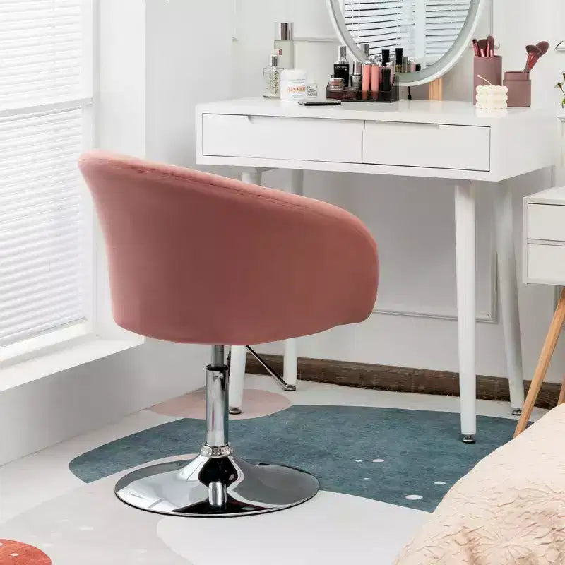 Costway Modern Velvet Chair Height Adjustable Bar Stool Swivel Makeup Seat
