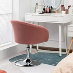 Costway Modern Velvet Chair Height Adjustable Bar Stool Swivel Makeup Seat