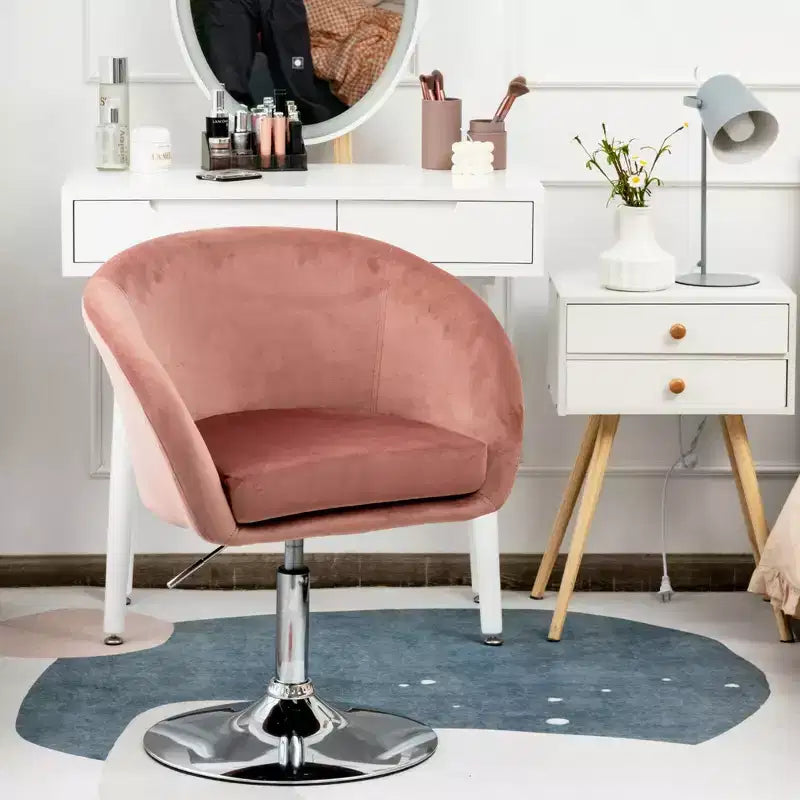 Costway Modern Velvet Chair Height Adjustable Bar Stool Swivel Makeup Seat