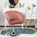 Costway Modern Velvet Chair Height Adjustable Bar Stool Swivel Makeup Seat