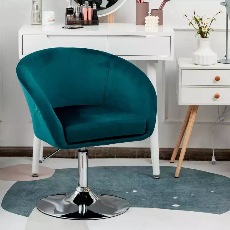 Costway Modern Velvet Chair Height Adjustable Bar Stool Swivel Makeup Seat