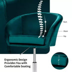Costway Modern Velvet Chair Height Adjustable Bar Stool Swivel Makeup Seat