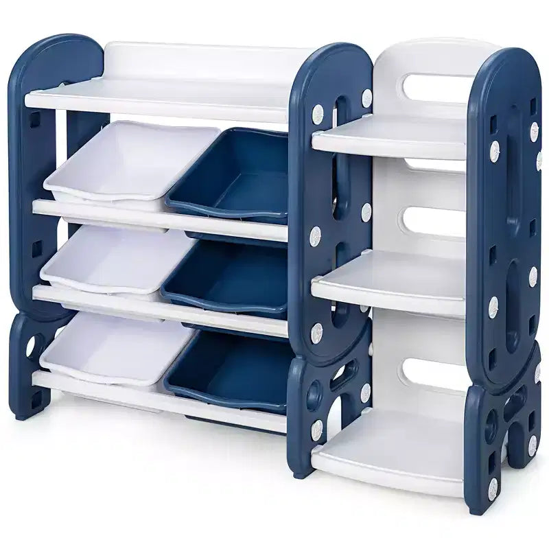 Meuble de Rangement pour Jouets d'Enfants Costway avec Bacs et Étagère Multi-Niveaux pour Chambre d'Enfant/Salle de Jeux Vert/Bleu