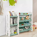 Meuble de Rangement pour Jouets d'Enfants Costway avec Bacs et Étagère Multi-Niveaux pour Chambre d'Enfant/Salle de Jeux Vert/Bleu
