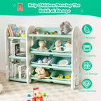Meuble de Rangement pour Jouets d'Enfants Costway avec Bacs et Étagère Multi-Niveaux pour Chambre d'Enfant/Salle de Jeux Vert/Bleu