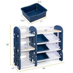 Meuble de Rangement pour Jouets d'Enfants Costway avec Bacs et Étagère Multi-Niveaux pour Chambre d'Enfant/Salle de Jeux Vert/Bleu