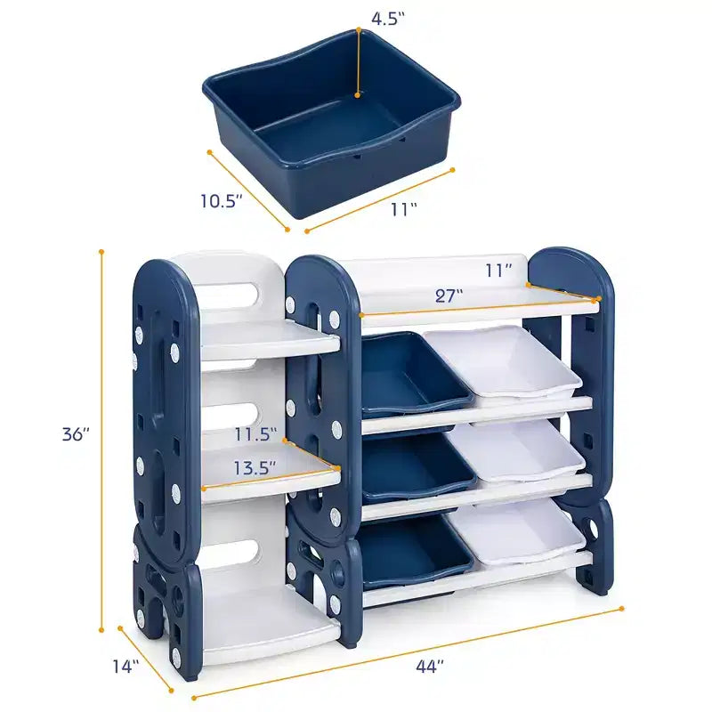 Meuble de Rangement pour Jouets d'Enfants Costway avec Bacs et Étagère Multi-Niveaux pour Chambre d'Enfant/Salle de Jeux Vert/Bleu