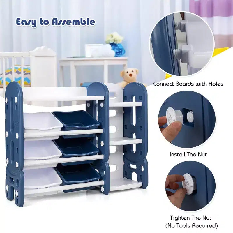 Meuble de Rangement pour Jouets d'Enfants Costway avec Bacs et Étagère Multi-Niveaux pour Chambre d'Enfant/Salle de Jeux Vert/Bleu