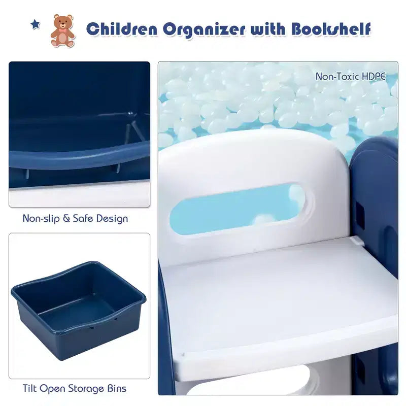 Meuble de Rangement pour Jouets d'Enfants Costway avec Bacs et Étagère Multi-Niveaux pour Chambre d'Enfant/Salle de Jeux Vert/Bleu