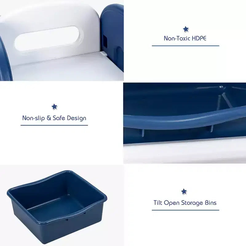 Meuble de Rangement pour Jouets d'Enfants Costway avec Bacs et Étagère Multi-Niveaux pour Chambre d'Enfant/Salle de Jeux Vert/Bleu