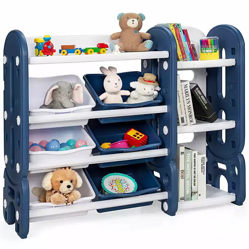 Costway Kids Toy Storage Organizer w/Bins & Multi-Layer Shelf for Bedroom Playroom Green\Blue