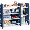 Costway Kids Toy Storage Organizer w/Bins & Multi-Layer Shelf for Bedroom Playroom Green\Blue