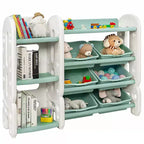 Meuble de Rangement pour Jouets d'Enfants Costway avec Bacs et Étagère Multi-Niveaux pour Chambre d'Enfant/Salle de Jeux Vert/Bleu