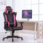 Fauteuil de massage gamer inclinable Costway avec support lombaire et appui-tête Blanc/Bleu/Rose/Rouge