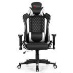 Fauteuil de massage gamer inclinable Costway avec support lombaire et appui-tête Blanc/Bleu/Rose/Rouge