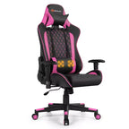 Fauteuil de massage gamer inclinable Costway avec support lombaire et appui-tête Blanc/Bleu/Rose/Rouge
