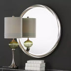 Miroir mural décoratif rond Uttermost, moderne, biseauté, avec cadre en feuille d'argent métallique, 91 cm de large, pour salle de bain, salon, bureau