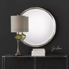Miroir mural décoratif rond Uttermost, moderne, biseauté, avec cadre en feuille d'argent métallique, 91 cm de large, pour salle de bain, salon, bureau