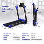 Costway Tapis de course électrique pliable 2,25 CV Contrôle via application Bluetooth