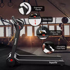 Costway Tapis de course électrique pliable 2,25 CV Contrôle via application Bluetooth