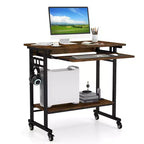 Costway Computer Desk Rolling Laptop Cart Writing Workstation with Keyboard Tray