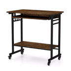 Bureau d'ordinateur Costway, chariot à roulettes pour ordinateur portable, poste de travail avec tiroir coulissant pour clavier