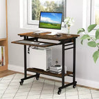 Bureau d'ordinateur Costway, chariot à roulettes pour ordinateur portable, poste de travail avec tiroir coulissant pour clavier
