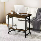 Bureau d'ordinateur Costway, chariot à roulettes pour ordinateur portable, poste de travail avec tiroir coulissant pour clavier