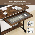 Bureau d'ordinateur Costway, chariot à roulettes pour ordinateur portable, poste de travail avec tiroir coulissant pour clavier