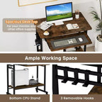 Bureau d'ordinateur Costway, chariot à roulettes pour ordinateur portable, poste de travail avec tiroir coulissant pour clavier
