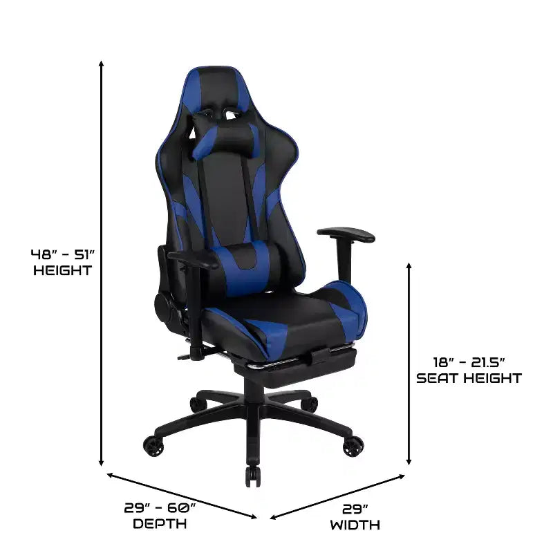 Chaise de jeu inclinable en similicuir BlackArc – Accoudoirs pivotants réglables en hauteur, repose-pieds escamotable, oreillers de tête et lombaires