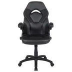BlackArc High Back Gaming Chair with Faux Leather Upholstery, Height Adjustable Swivel Seat & Padded Flip-Up Arms