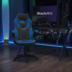 BlackArc High Back Gaming Chair with Faux Leather Upholstery, Height Adjustable Swivel Seat & Padded Flip-Up Arms