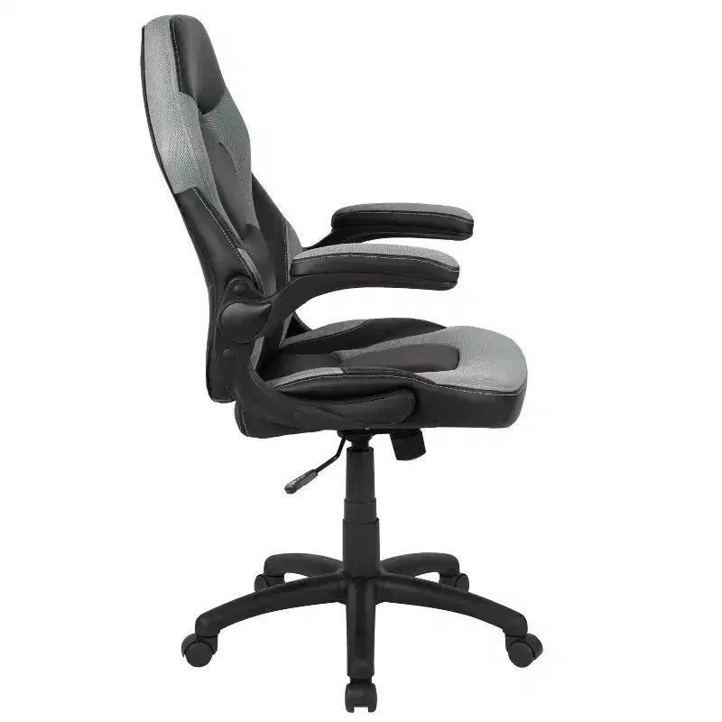 BlackArc High Back Gaming Chair with Faux Leather Upholstery, Height Adjustable Swivel Seat & Padded Flip-Up Arms