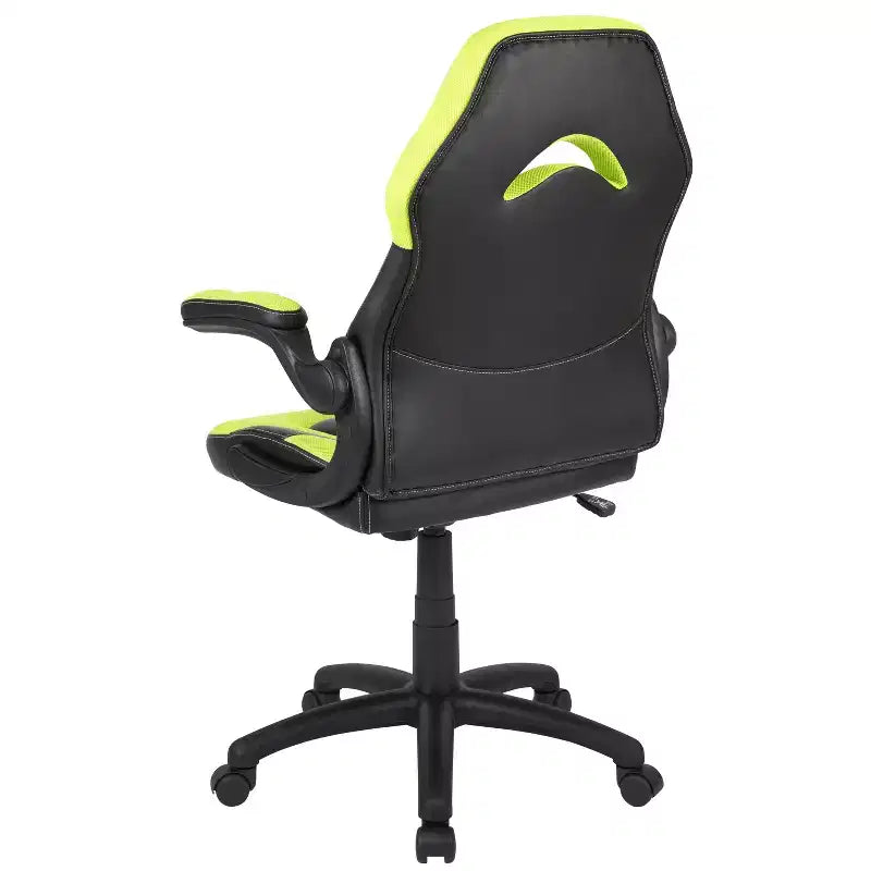 BlackArc High Back Gaming Chair with Faux Leather Upholstery, Height Adjustable Swivel Seat & Padded Flip-Up Arms