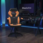 BlackArc High Back Gaming Chair with Faux Leather Upholstery, Height Adjustable Swivel Seat & Padded Flip-Up Arms